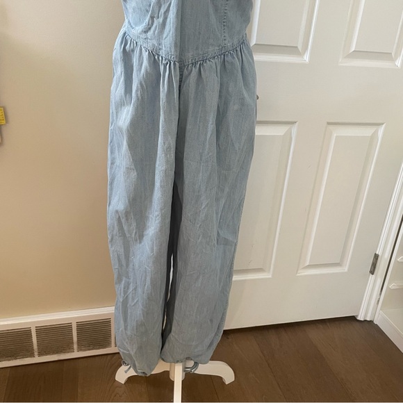 Free People WeThe Free Scenic Route Halter strapless Balloon Denim Jumpsuit - Picture 15 of 16